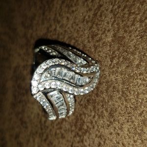 Large Sterling Silver CZ Size 7 Ring